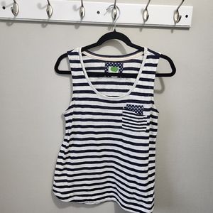Anthropologie Navy and White Stripped Tank, Size small